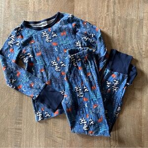 🆕 Polarn O. Pyrex blue long john pajama set winter animals print size 6-8